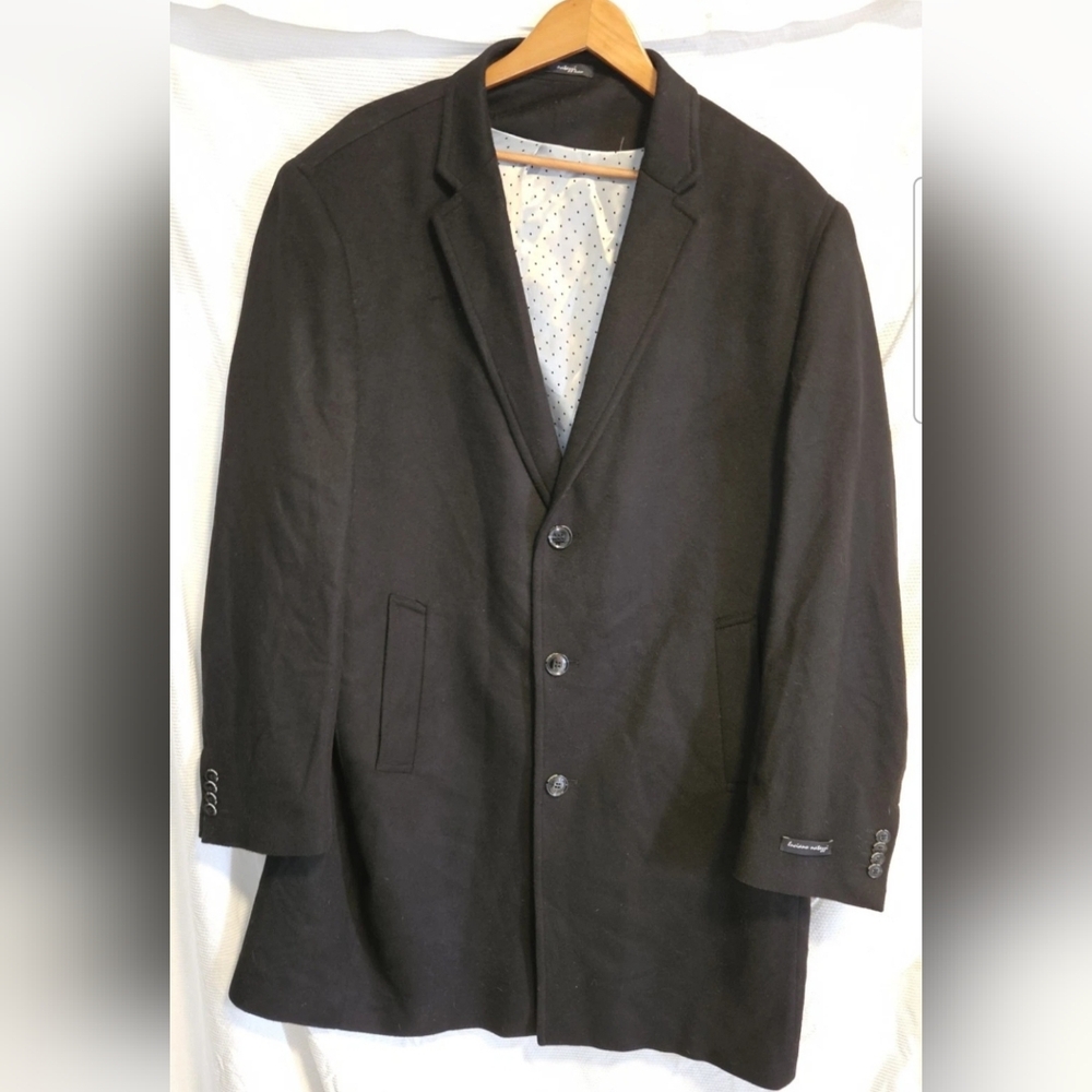 Luciano Natazzi Italian Mens Cashmere Overcoat Knee Length Trench Coat 50-5XL